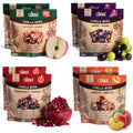 2 packages of each Chella Bites flavour; apricot, apple pie, pomegranate and grape